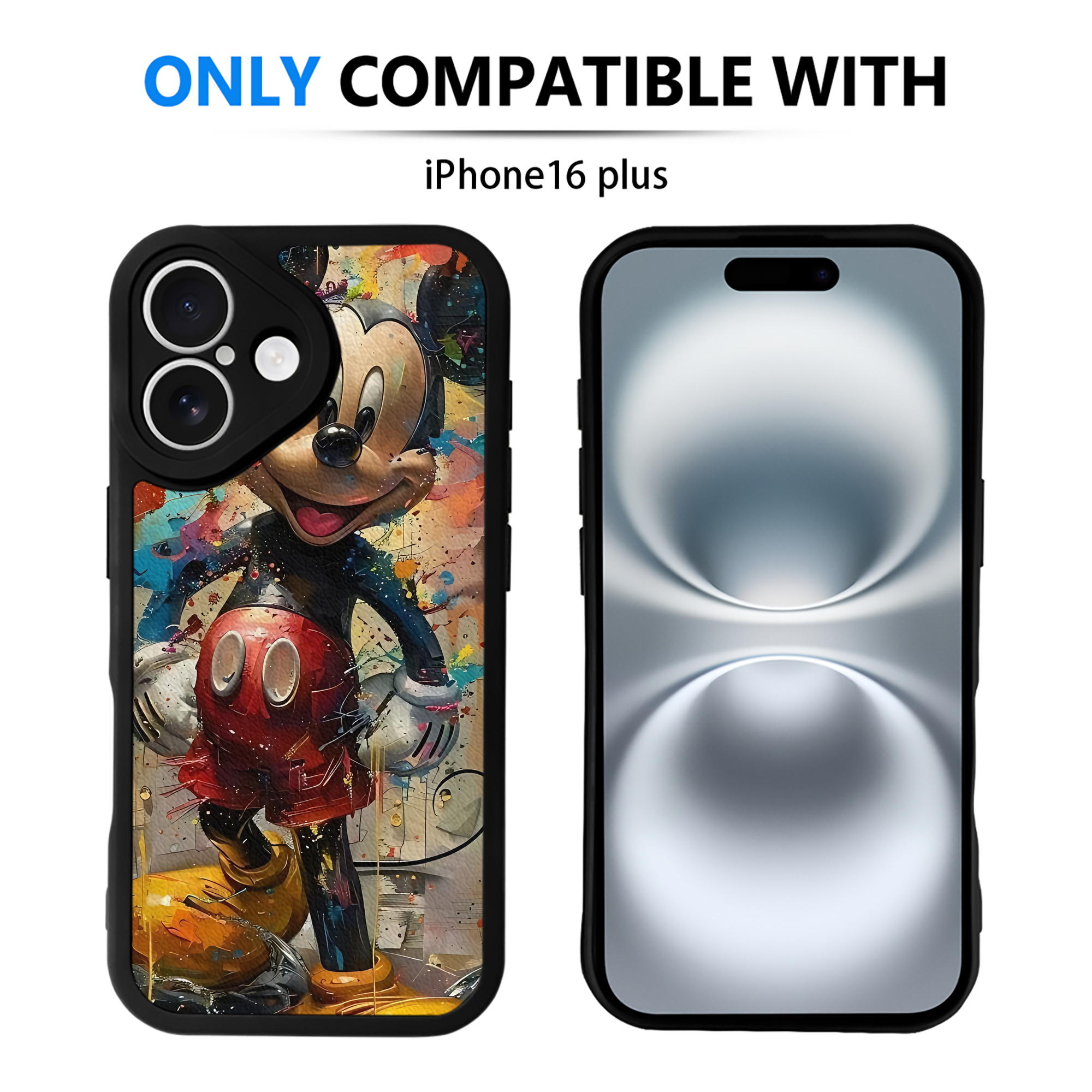 （画像用） ミッキーマウス Mickey Mouse 【iPhone 16シリーズ対応】シリコンスマホケース（レザー調） 材質：シリコン